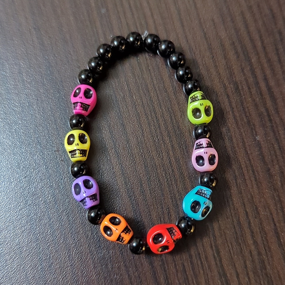 Halloween Skull Beaded Stretch bracelet